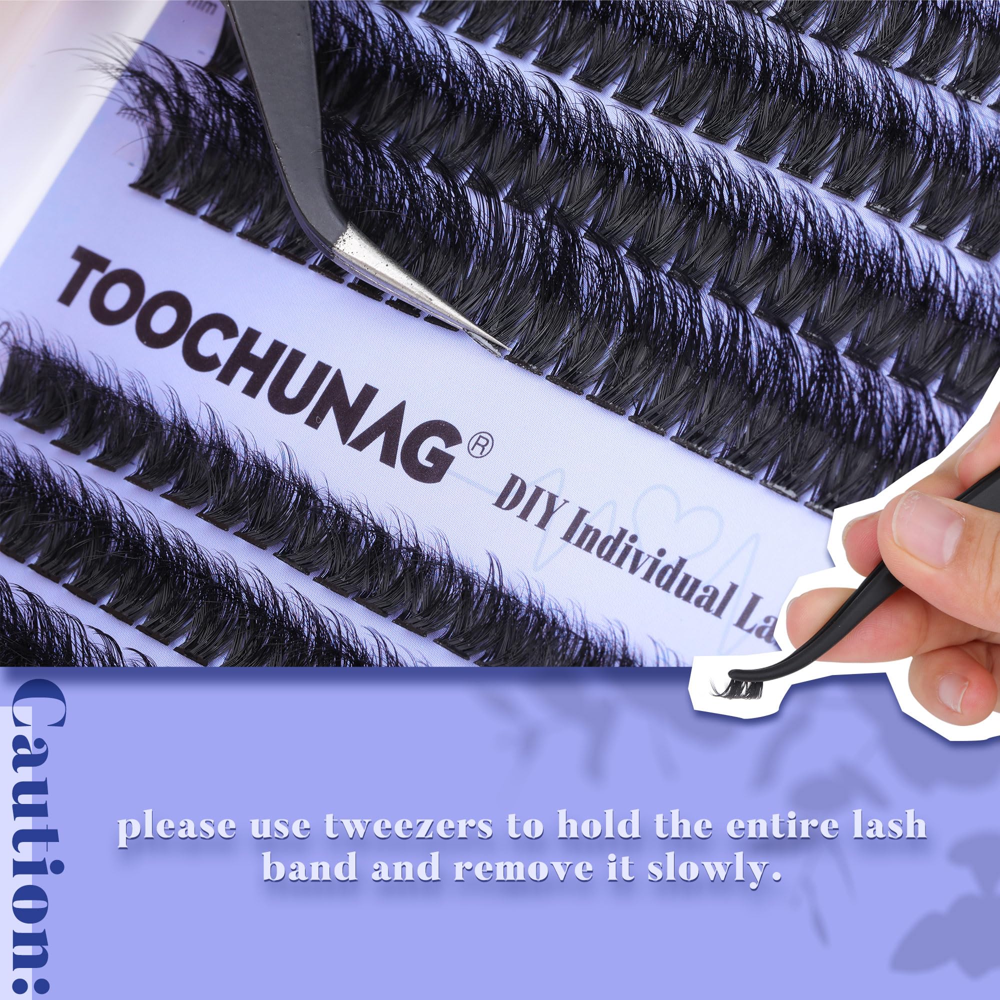 Lash Extension Kit Fluffy Eyelash Extension Kit 60D+80D Thick Lash Clusters Kit with Lash Bond and Seal Wispy Individual Eyelashes Cluster with Lashes Tweezers by TOOCHUNAG(280Pcs,10-18mm)